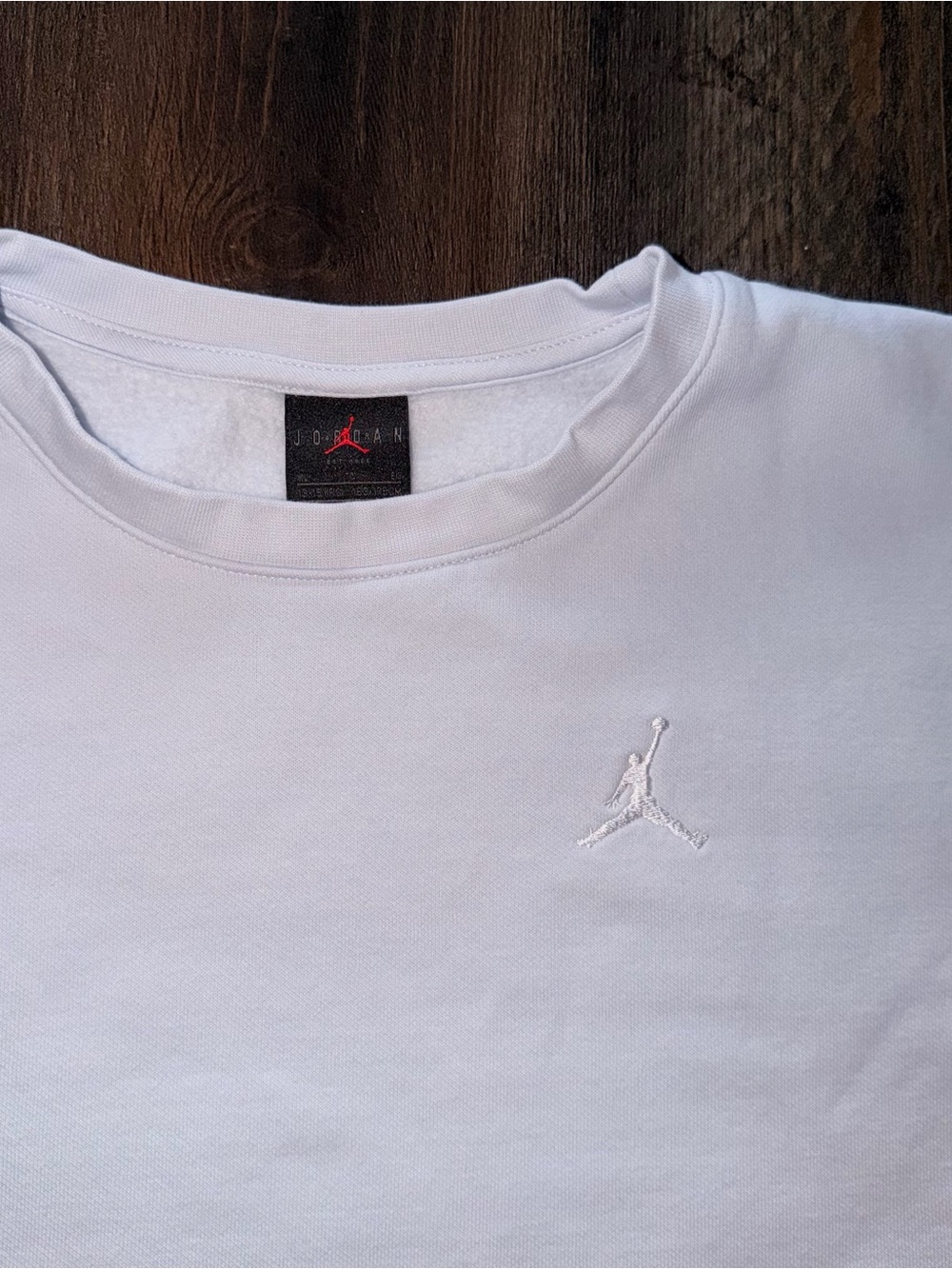 Jordan White Crewneck T-Shirt with Embroidered Jumpman